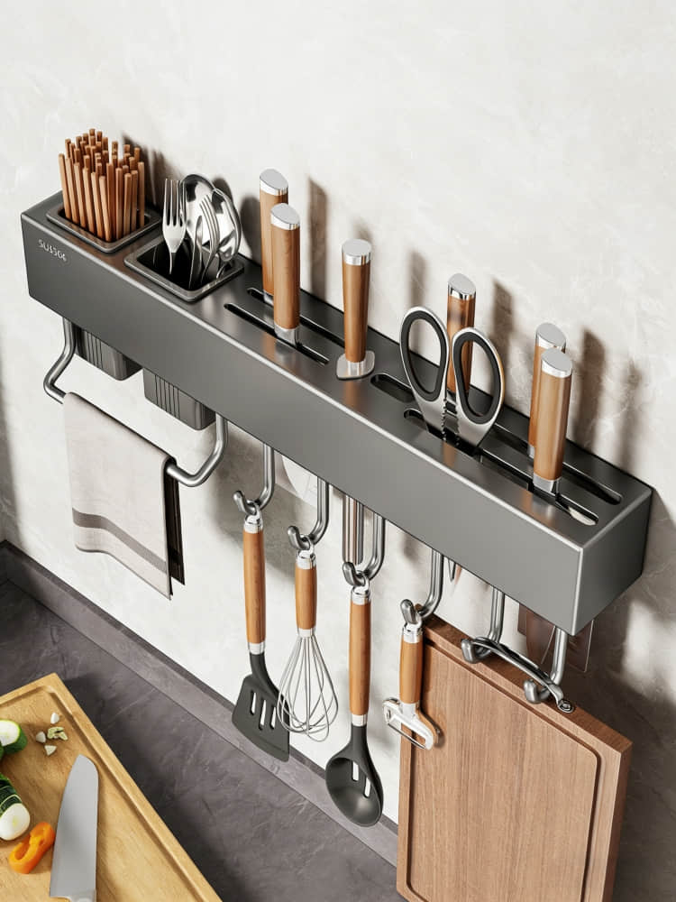 CFZWJ2603G01 Wall-Mounted Kitchen Storage Rack with Hooks 