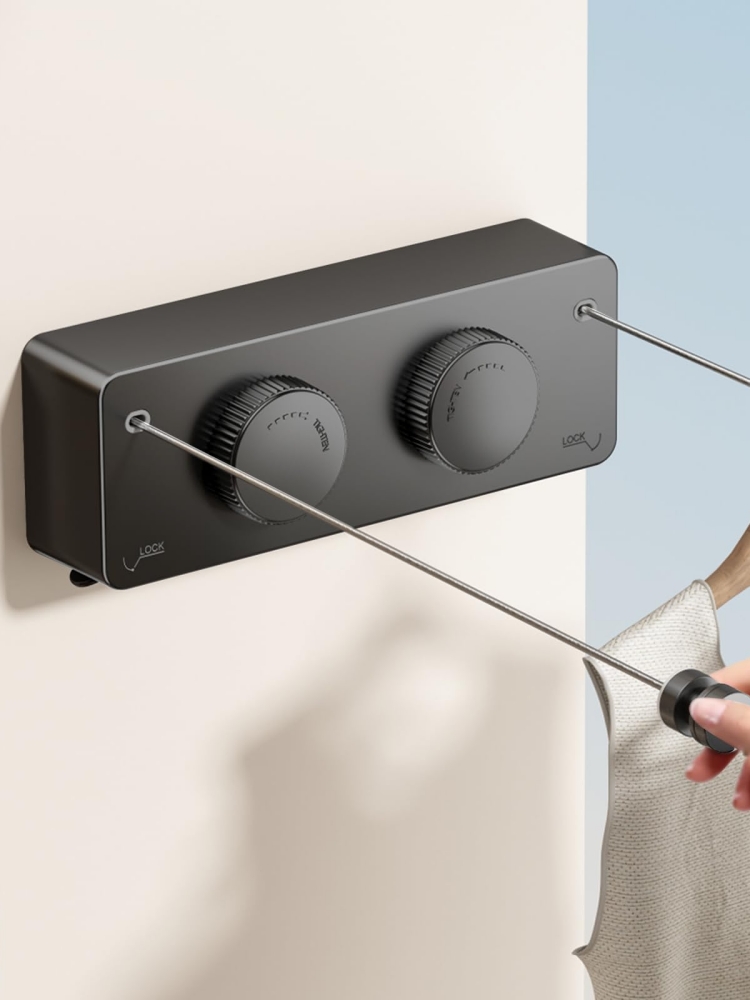 LYS2602B01 Wall Mounted Space Saving Retractable Clothesline for Indoor & Outdoor Use