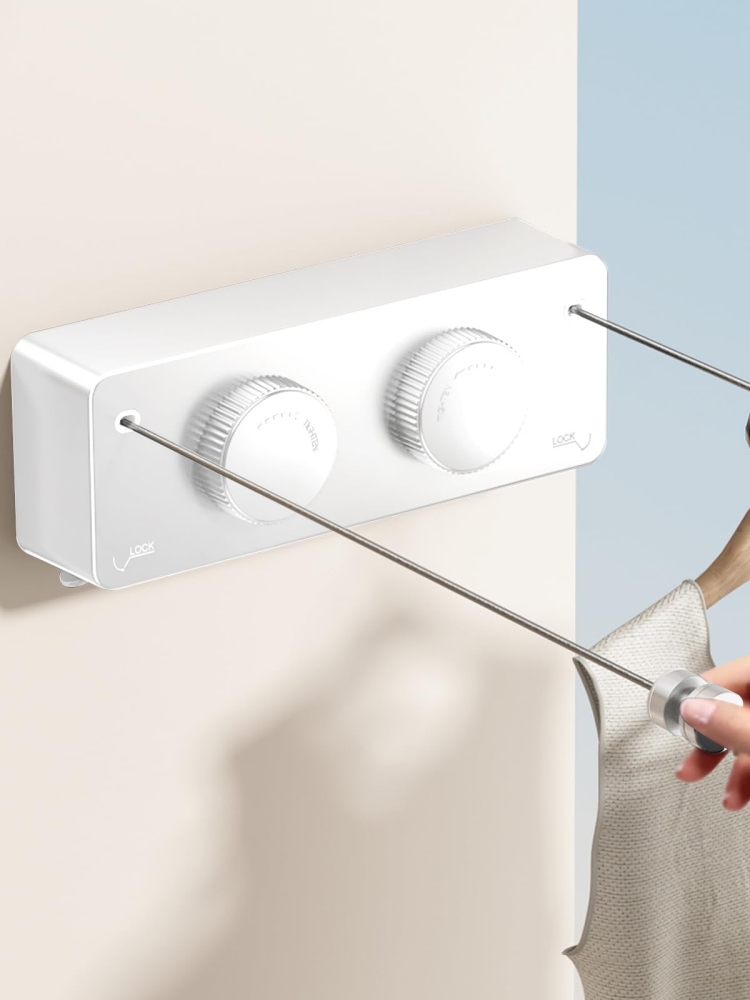 LYS2602B01 Wall Mounted Space Saving Retractable Clothesline for Indoor & Outdoor Use