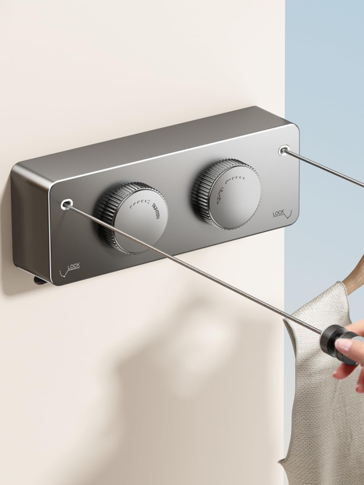 LYS2602B01 Wall Mounted Space Saving Retractable Clothesline for Indoor & Outdoor Use