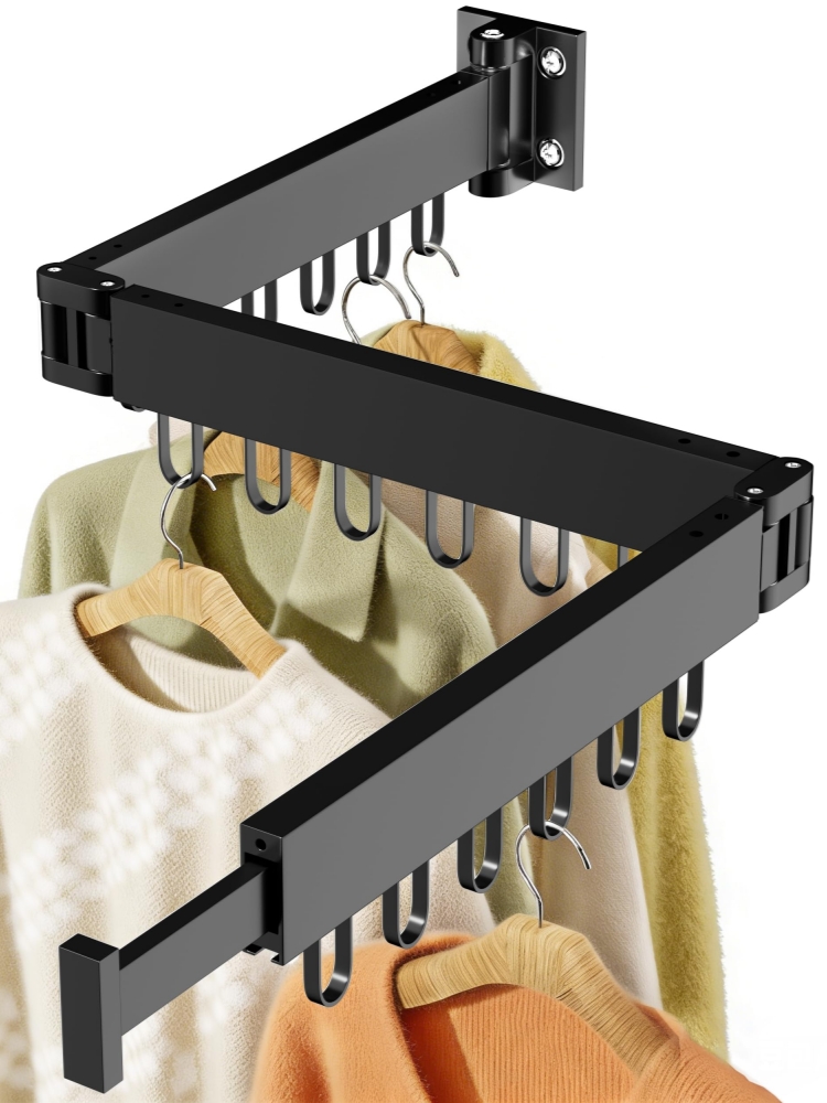 LYS2604B01 Folding Clothes Drying Rack with 360°Rotating Windproof Hook 