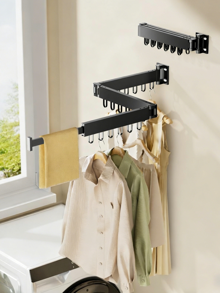 LYS2604B01 Folding Clothes Drying Rack with 360°Rotating Windproof Hook 