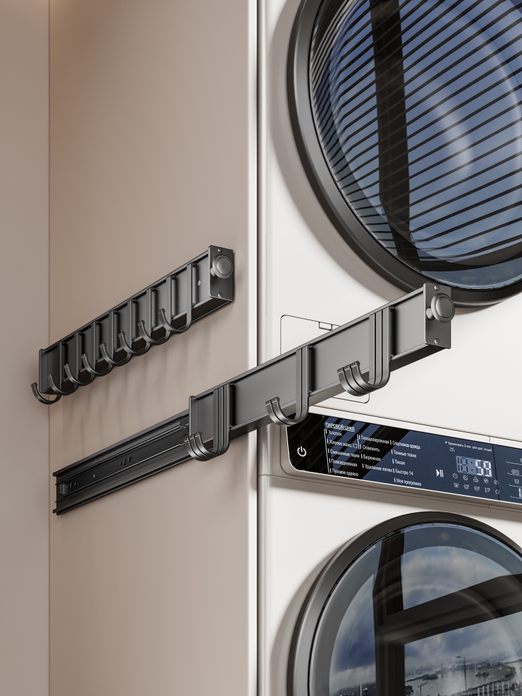 PJ2601G01 Side Mounted Pull-Out Hook Rack for Wardrobes Entryways & Bathrooms