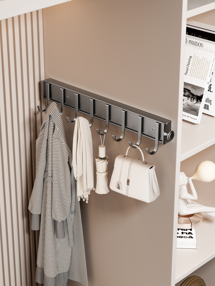 PJ2601G01 Side Mounted Pull-Out Hook Rack for Wardrobes Entryways & Bathrooms