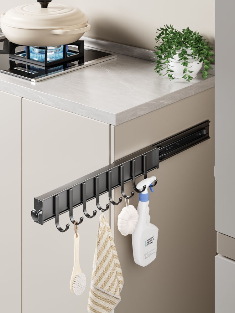PJ2601G01 Side Mounted Pull-Out Hook Rack for Wardrobes Entryways & Bathrooms