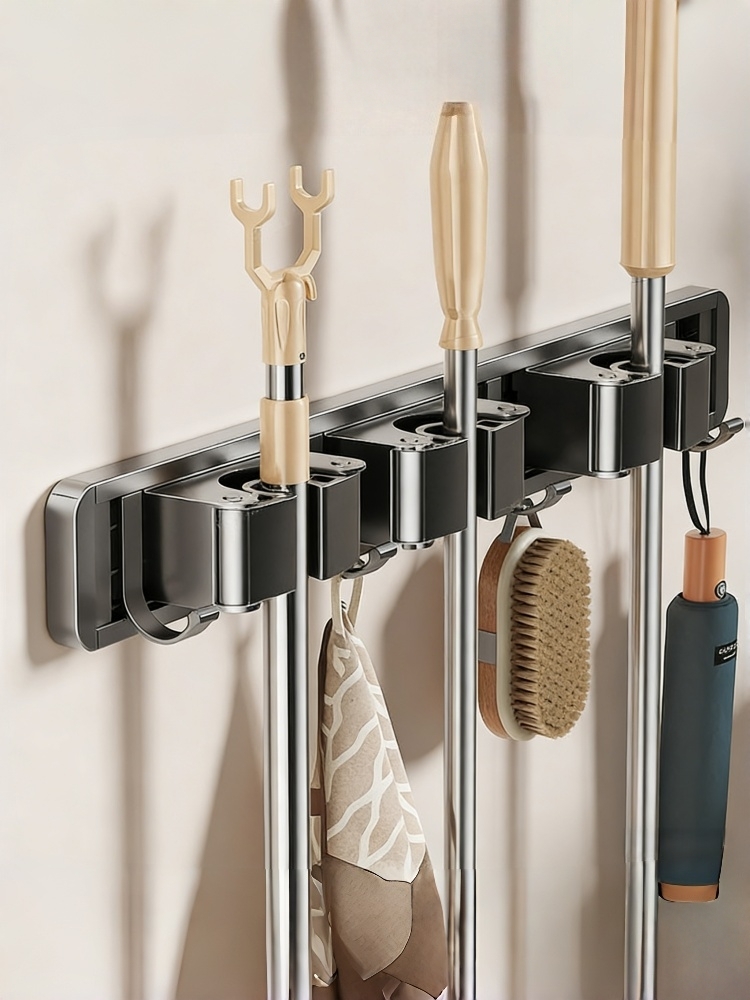 PJ2602G01 Adjustable Broom Holder Rack Tool Organizer for Home & Garage