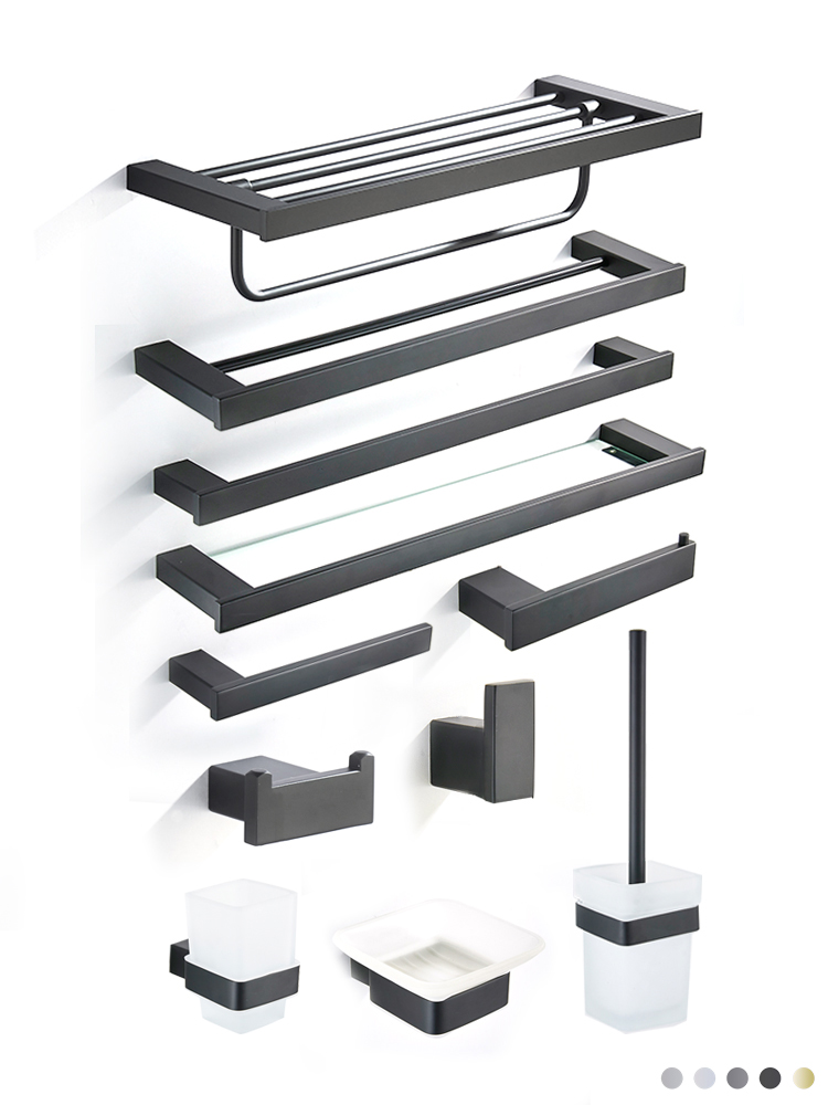 YSZWJ2605B819  Stainless Steel Square Bathroom Accessories Kit