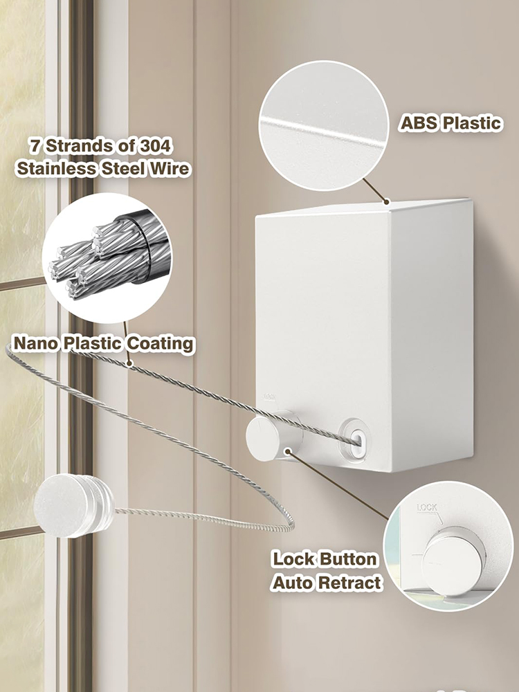 LYS2607DC01 Indoor Outdoor Retractable Clothesline with 4.2M