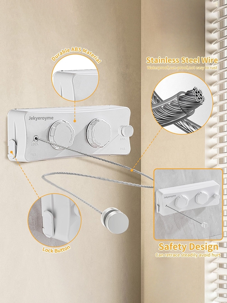 LYS2620W01 Heavy Duty Retractable Clothesline 16.7 Ft
