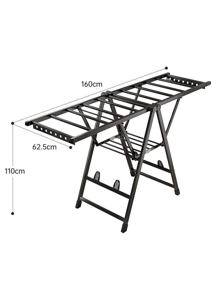 LYS2626G01 3-Tier Clothes Drying Rack with Wheels & Shoe Rack