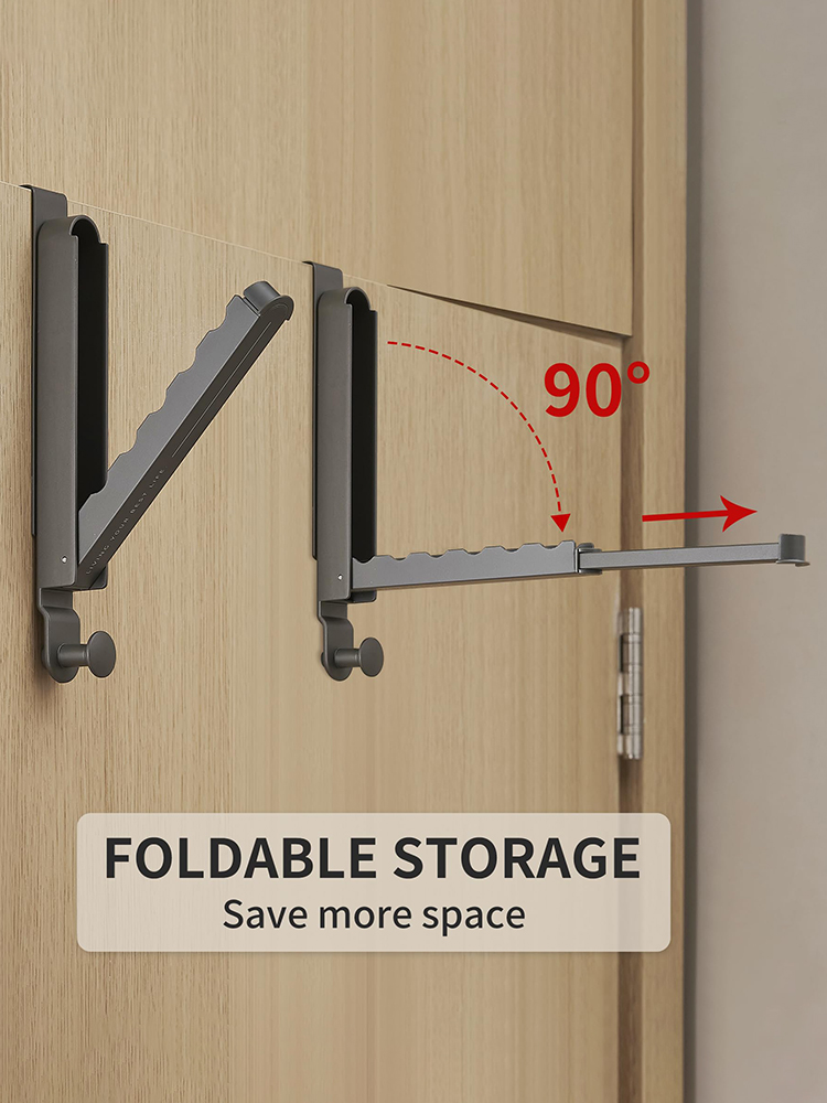 LYS2628G01 Foldable Over Door Drying Rack with Retractable Rod