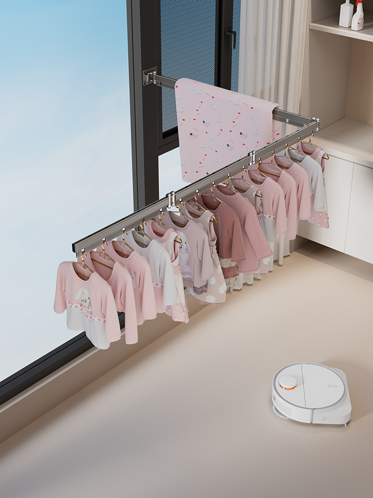 LYS2630G01 Extendable Laundry Drying Rack with Hooks and Shoe Racks