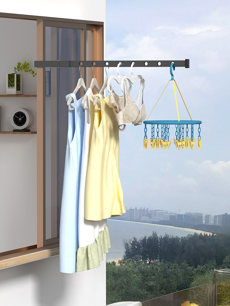 LYS2639B01 No Punch Portable Hole Clip Balcony Window Drying Rack