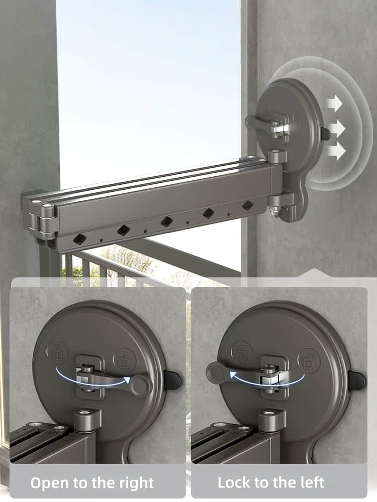 LYS2651G01 Suction Cup Durable Aluminum Laundry Rack – Indoor & Outdoor Use