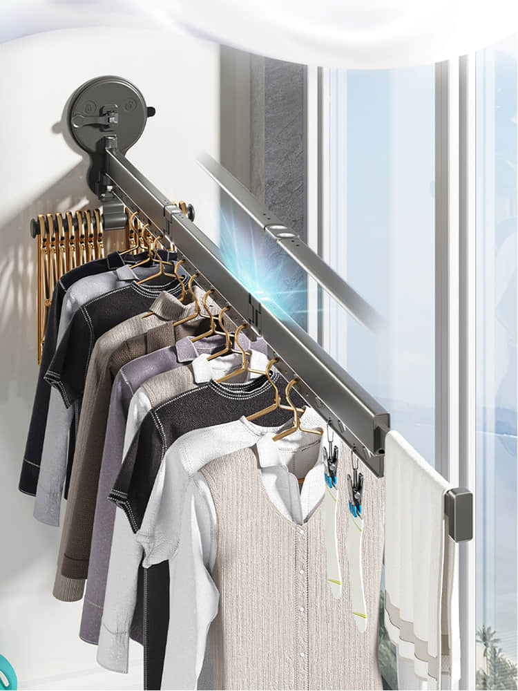 LYS2651G01 Suction Cup Durable Aluminum Laundry Rack – Indoor & Outdoor Use