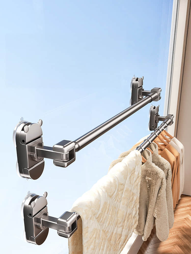 MJG2601G01 Adjustable Suction Cup Extendable Wall Mounted Towel Rack