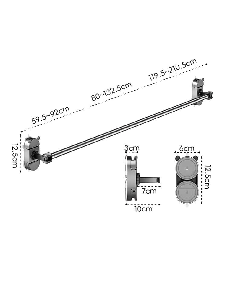 MJG2601G01 Adjustable Suction Cup Extendable Wall Mounted Towel Rack
