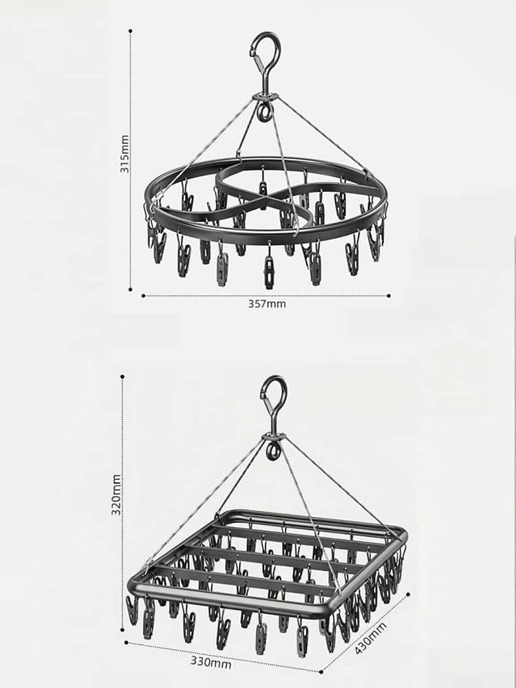 PJ2606G01 Aluminum Sock Drying Rack with Wind-Proof Clips